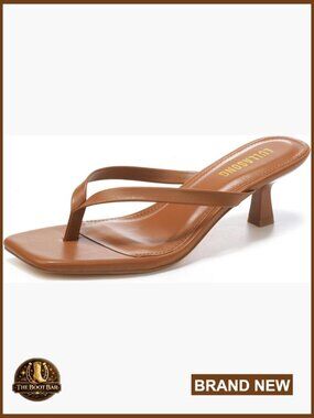 Kitten Heel Square Open Toe Flip Flop Sandals 2 Inch Heeled Sandals